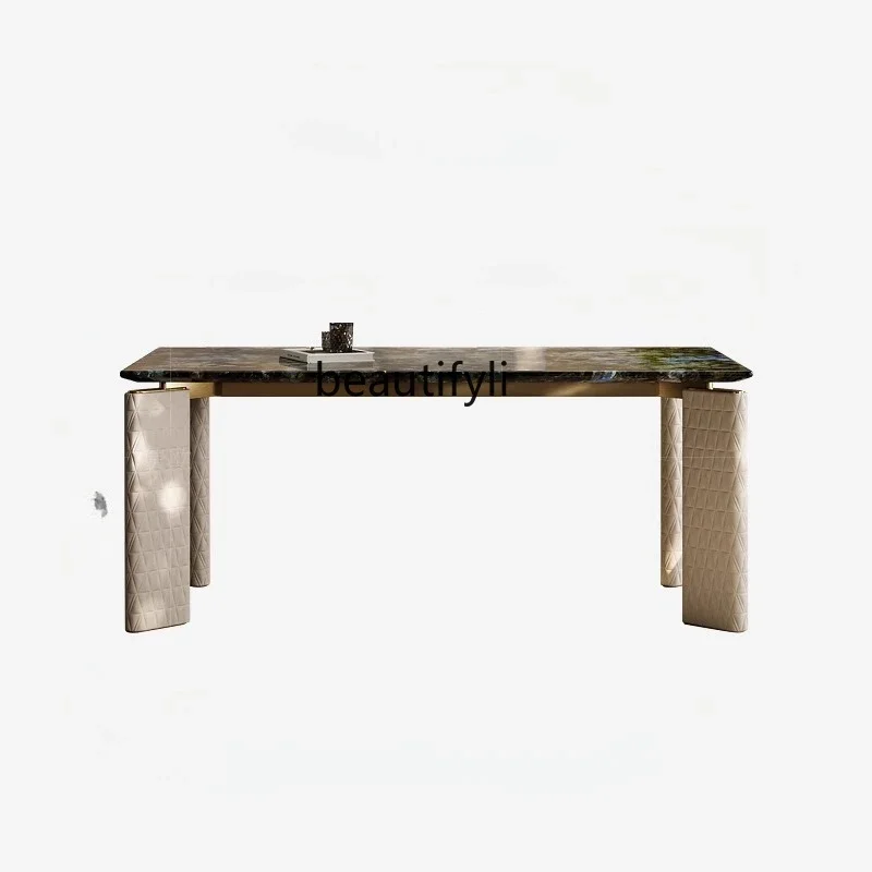 

Light luxury dining table and chair combination table premium Italian marble square round dining table6239
