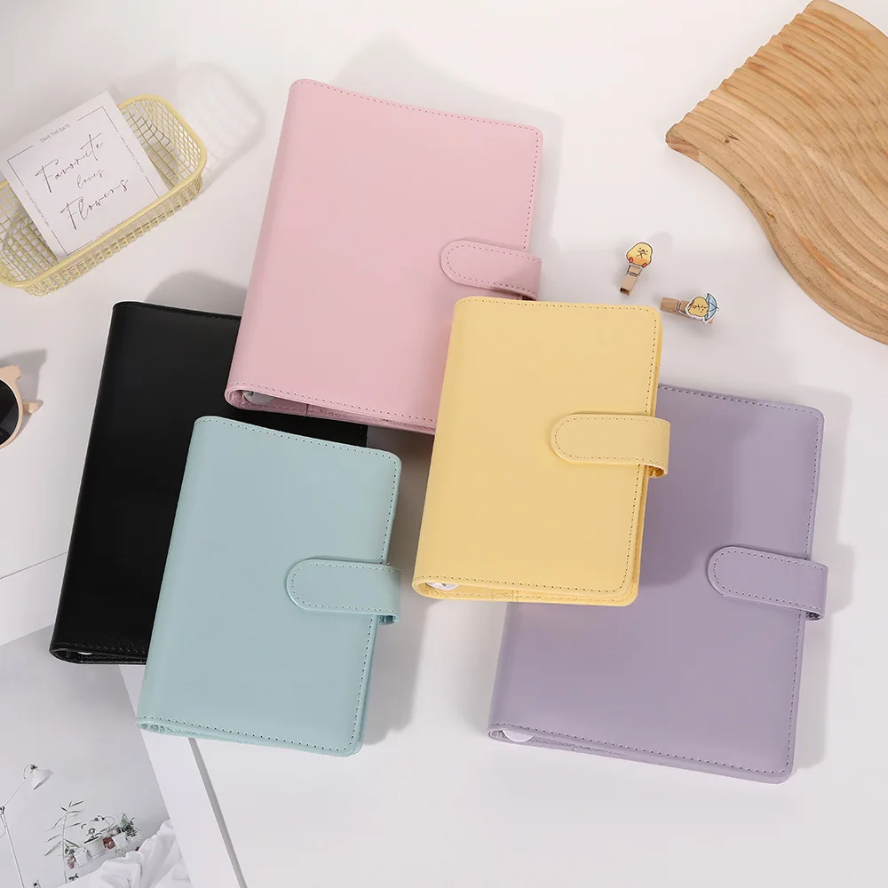 A6 Macaroon Fresh Color PU Leather DIY Binder Photocards Collect Book Diary Agenda Planner DIY Cover Album Stationery