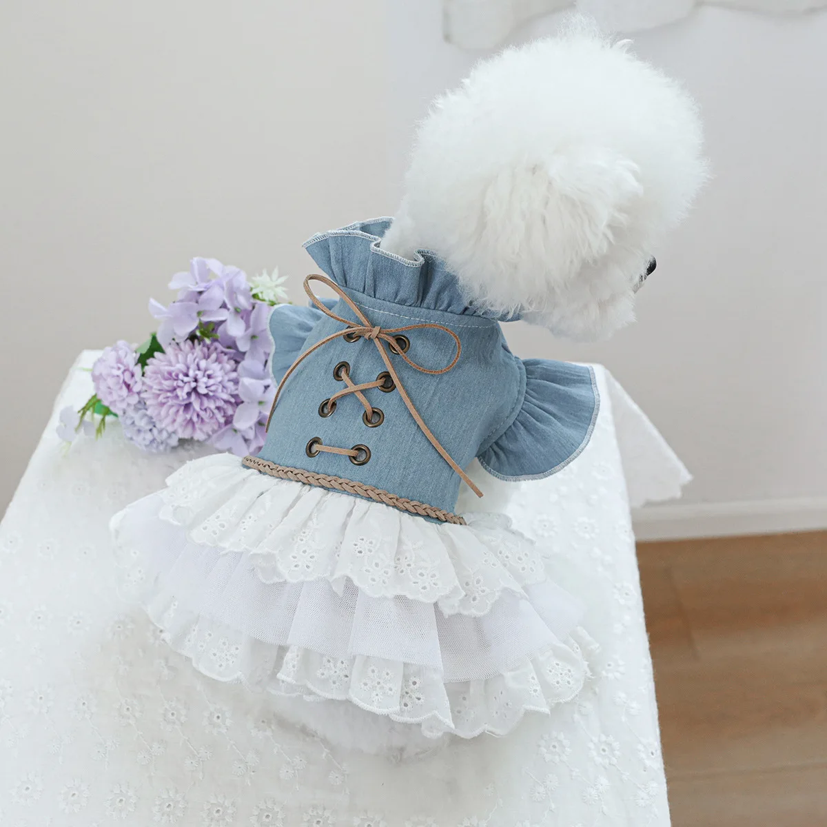 

Denim Dog Dresses for Small Dog Cats Lace Skirt Pet Clothing Chihuahua Stripe Skir Chihuahua Yorkie Shih Tzu Clothes Pet Product