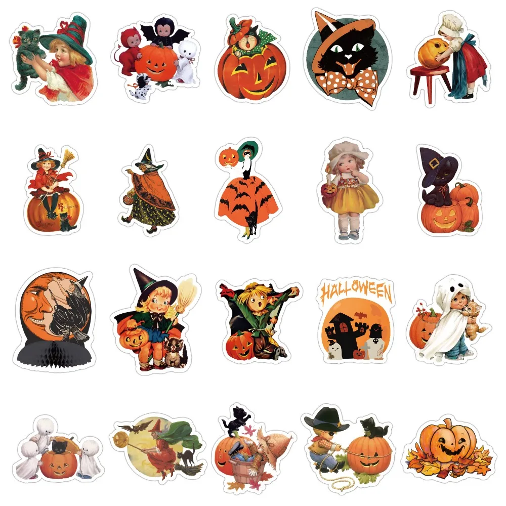 60pcs Retro Halloween Graffiti Stickers Aesthetic Phone Bike Wall Scrapbook Motorcycle Waterproof Sticker for Kids Toys Gifts