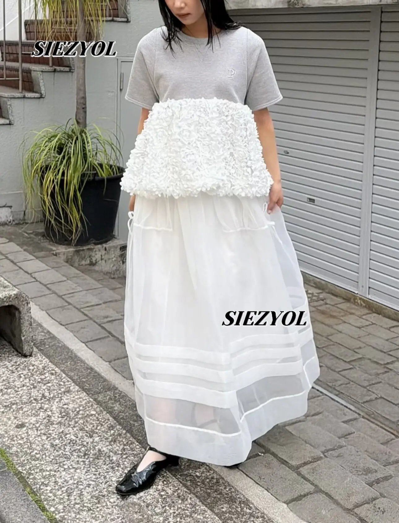 Japanese Contrasting Color Sweet Short-sleeved Puffy Top Splicing Exquisite Embroidery Loose Versatile Round Neck Casual T-shirt