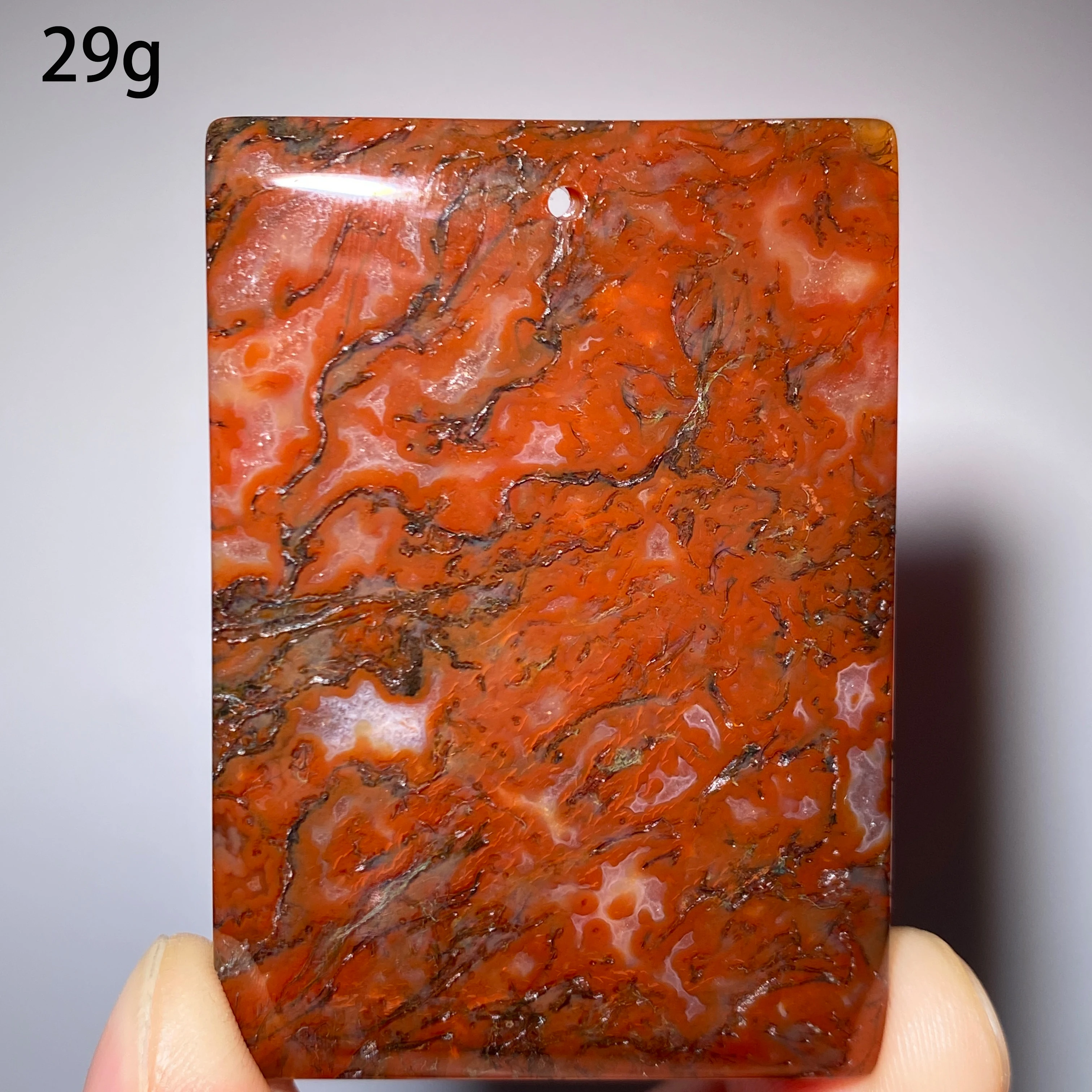 100% Natural Carnelian Crystal Pendant - Moss Agate Jewelry Rock Decoration Rough Polished Quartz Stone Gift for Healing