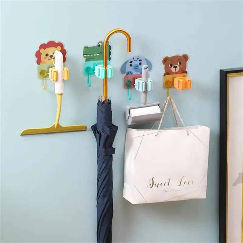 Mop Clip Multifunction Cute Firmly Bonded Strong Load-bearing Capacity Moisture-proof Storage Rack Hook Up Broom Clip Adsorption