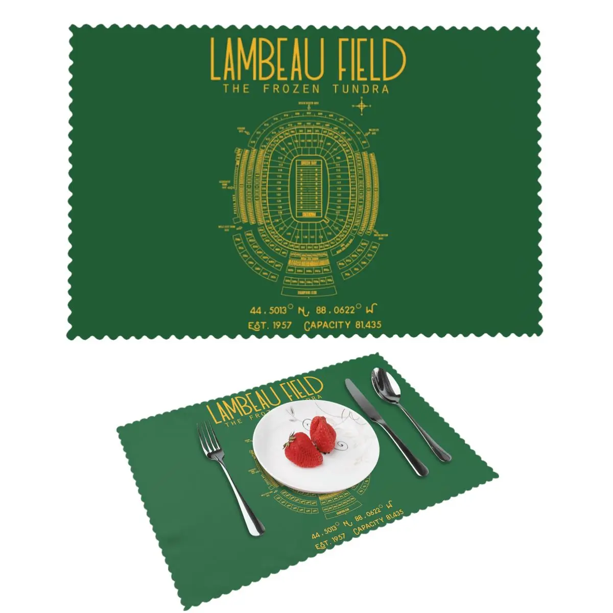 

Green Bay Packers Lambeau Field Stadium Подставка для столовых приборов Моющийся коврик для обеденного стола Чаша Подставка для домашнего декора Супер впитывающий коврик