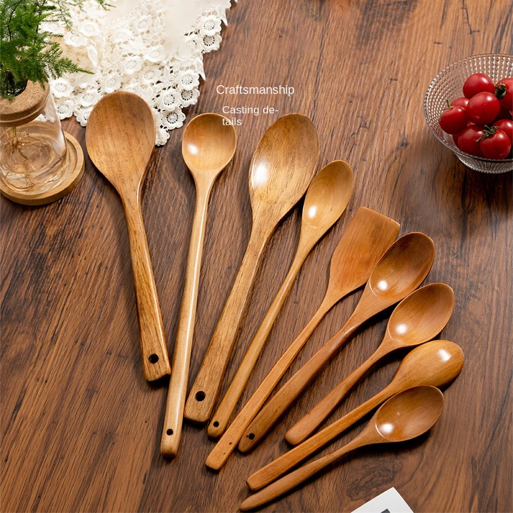 1/2PCS Wooden Spoon Bamboo Kitchen Cooking Utensil Tool Soup Teaspoon Catering For Kicthen Wooden Spoon Tableware Kitchen