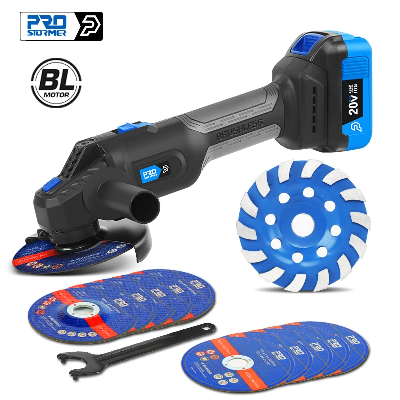 

20V Cordless Angle Grinder Cutting Grinder Machine 125mm Polishing Grinding Electric Angle Grinder Power Tool By PROSTORMER