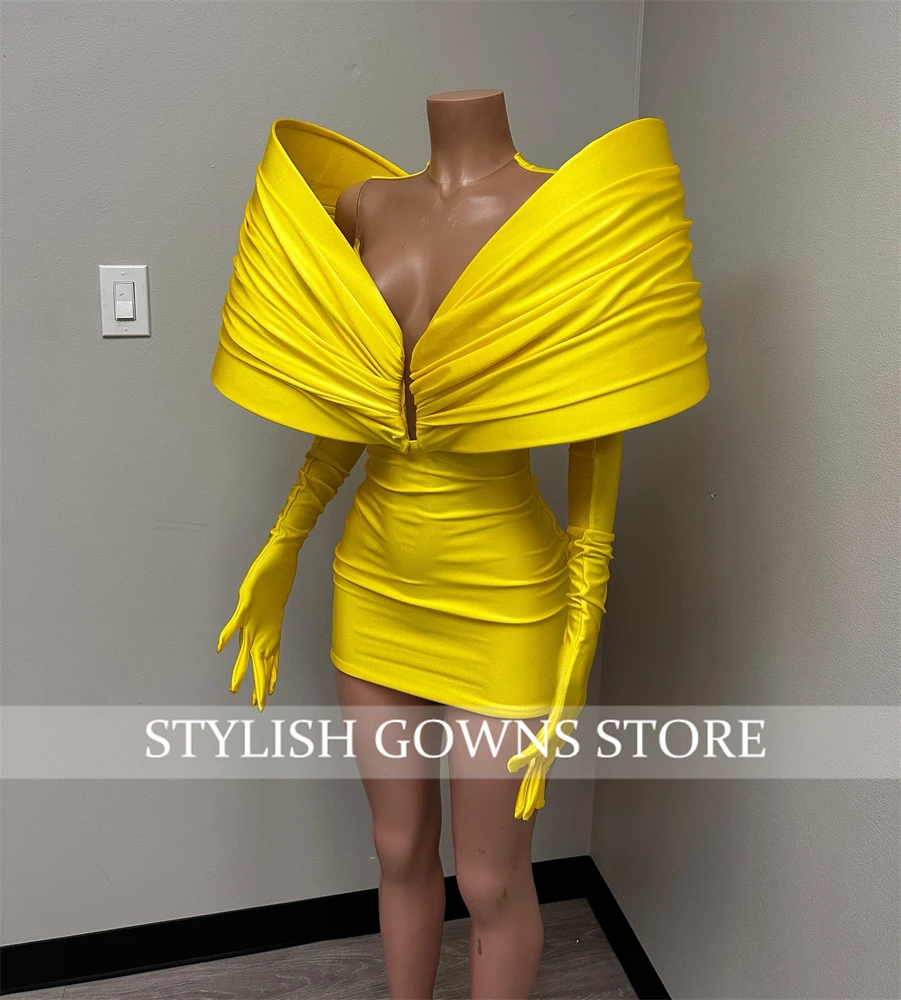 Red Off Shoulder Short Prom Dresses For Black Girls Ruffles Birthday Party Dress With Gloves Mermaid Mini Cocktail Customized