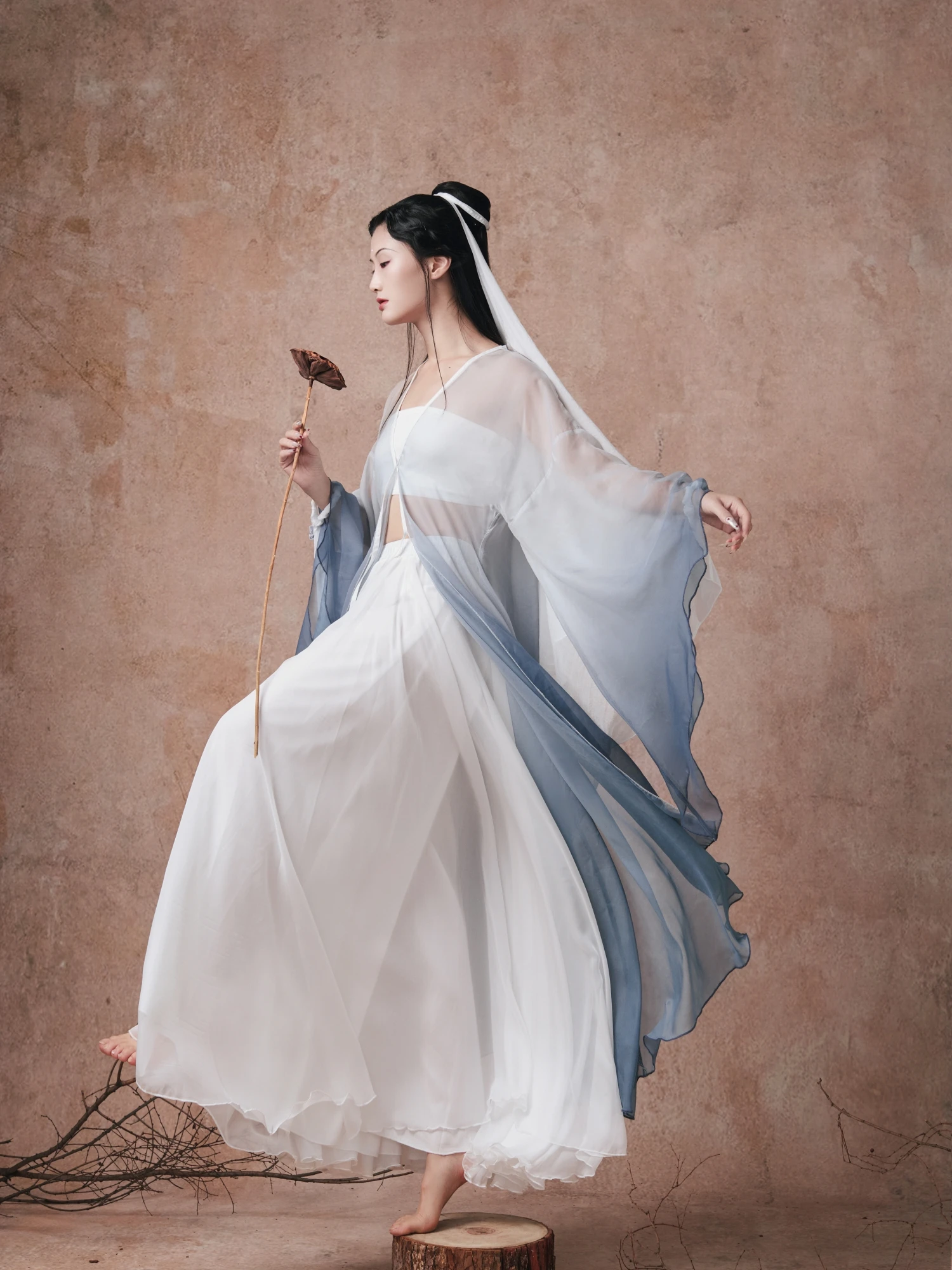 

WYZ Cover【Water Moon Guann】Ancient Sle adual ey Large Swang Silk Dr Cold Tone Classical Dance Performance Costume