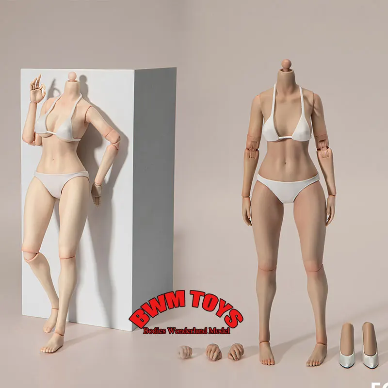 

True1Toys EC3027 EC3028 1/6 Scale Female Soldier Narrow Shoulder Movable Joint Body 12'' Action Figure Pale/Suntan Skin Body