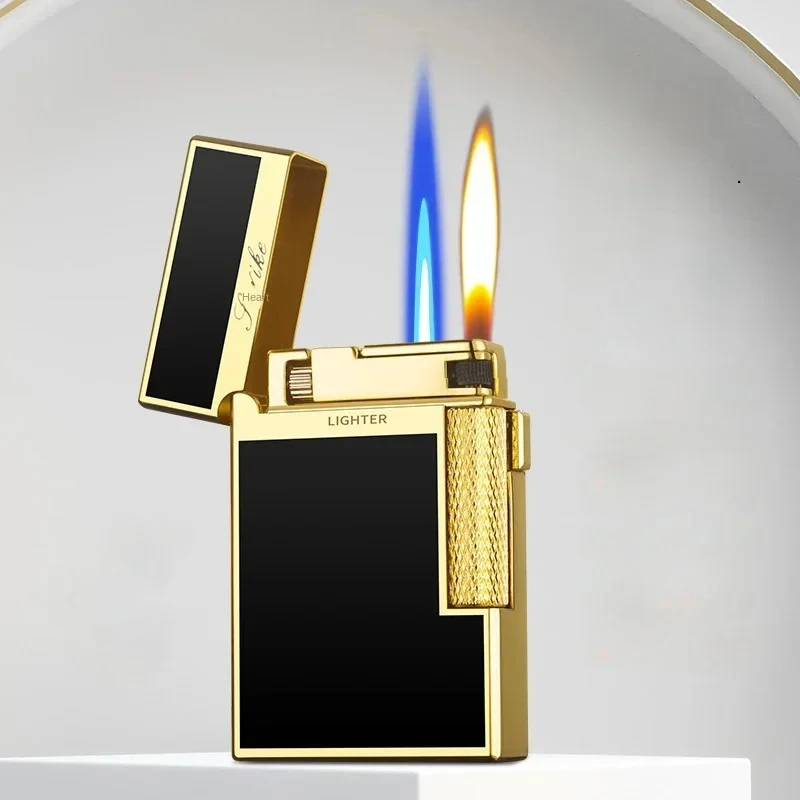 Metal Stripe Loud Lighter Unusual Lighters Cigarette Lighter Creative Wheel Lighter Butane Gas Lighter Open Fire Square Lighter