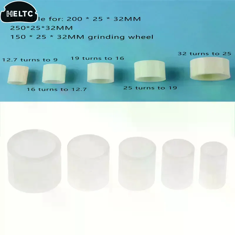 Kit Adaptador de Buchas para Rebolo com 5 Tamanhos (32-25-22-19-16-12.7mm) para Esmerilhadeira de Bancada 250/150mm - Anel Redutor de Plástico