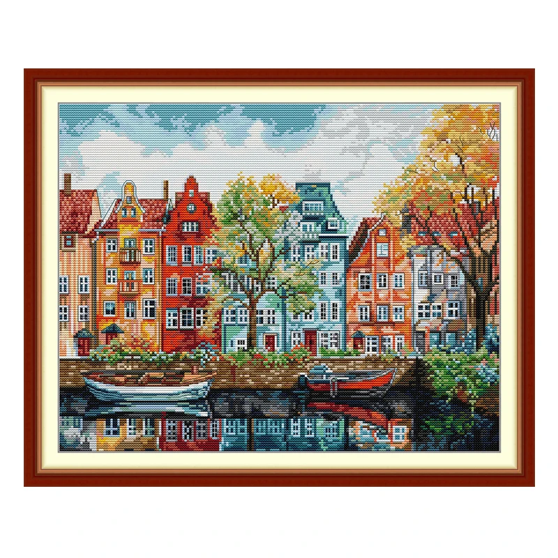 Copenhagen Scenery Patterns Counted Cross Stitch Set DIY 11CT 14CT 16CT Stamped DMC Cross-stitch Kit Embroidery Needlework Gifts