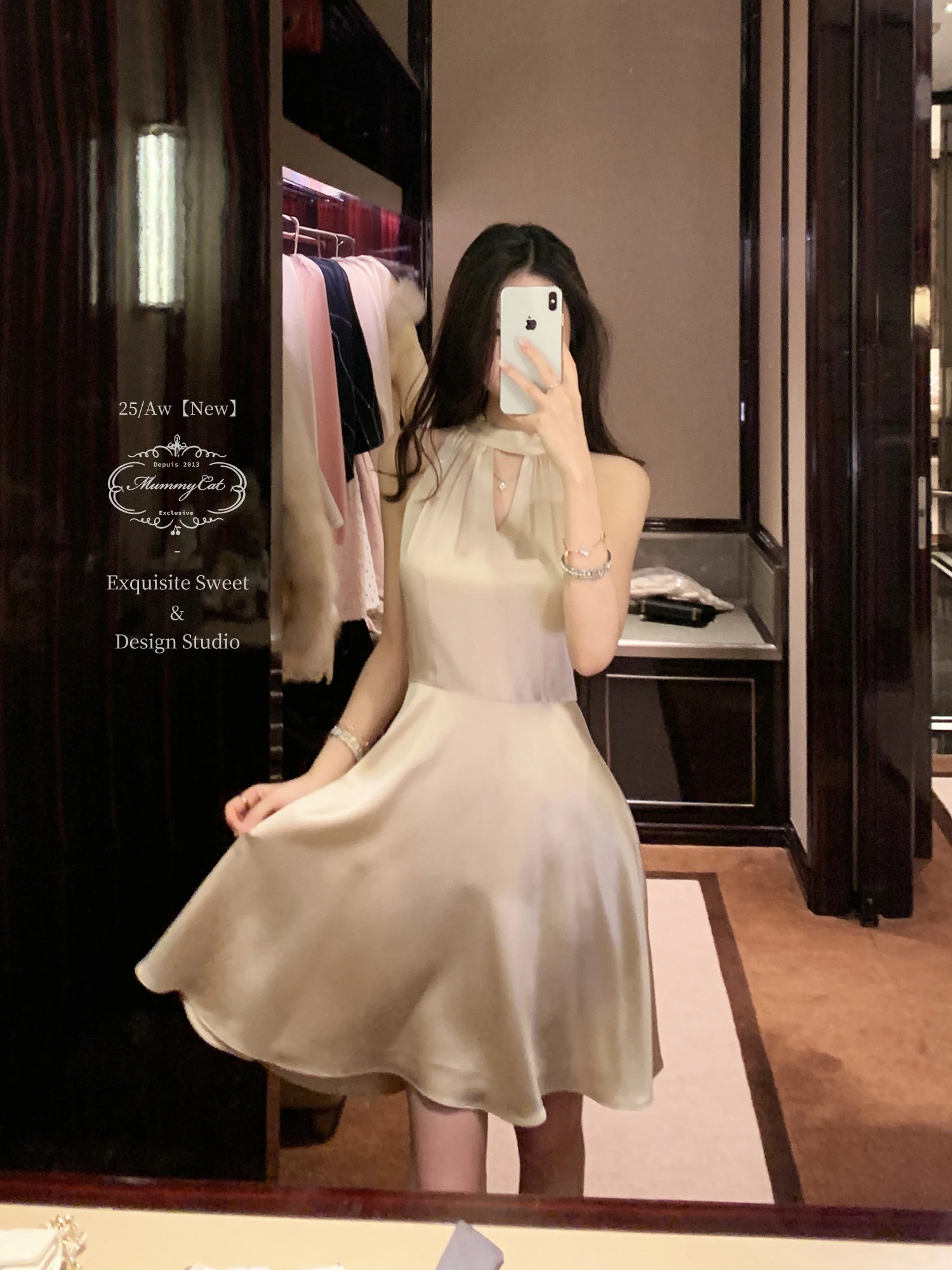 

Новое платье-халат Mummy Egg Lang Gold Age из ацетата, с шелковой отделкой, на талии, однотонное, Dr Ele ort Svel