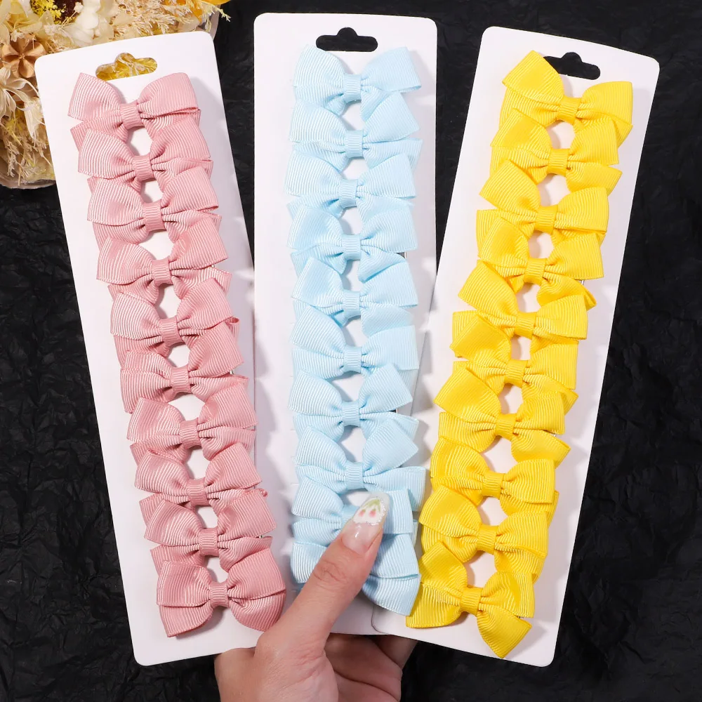 10Pcs/lot 1.9'' Mini Solid Bows Hair Clips For Cute Girls Boutique Bowknot Hairpin Barrettes Headwear Hair Accessories Wholesale