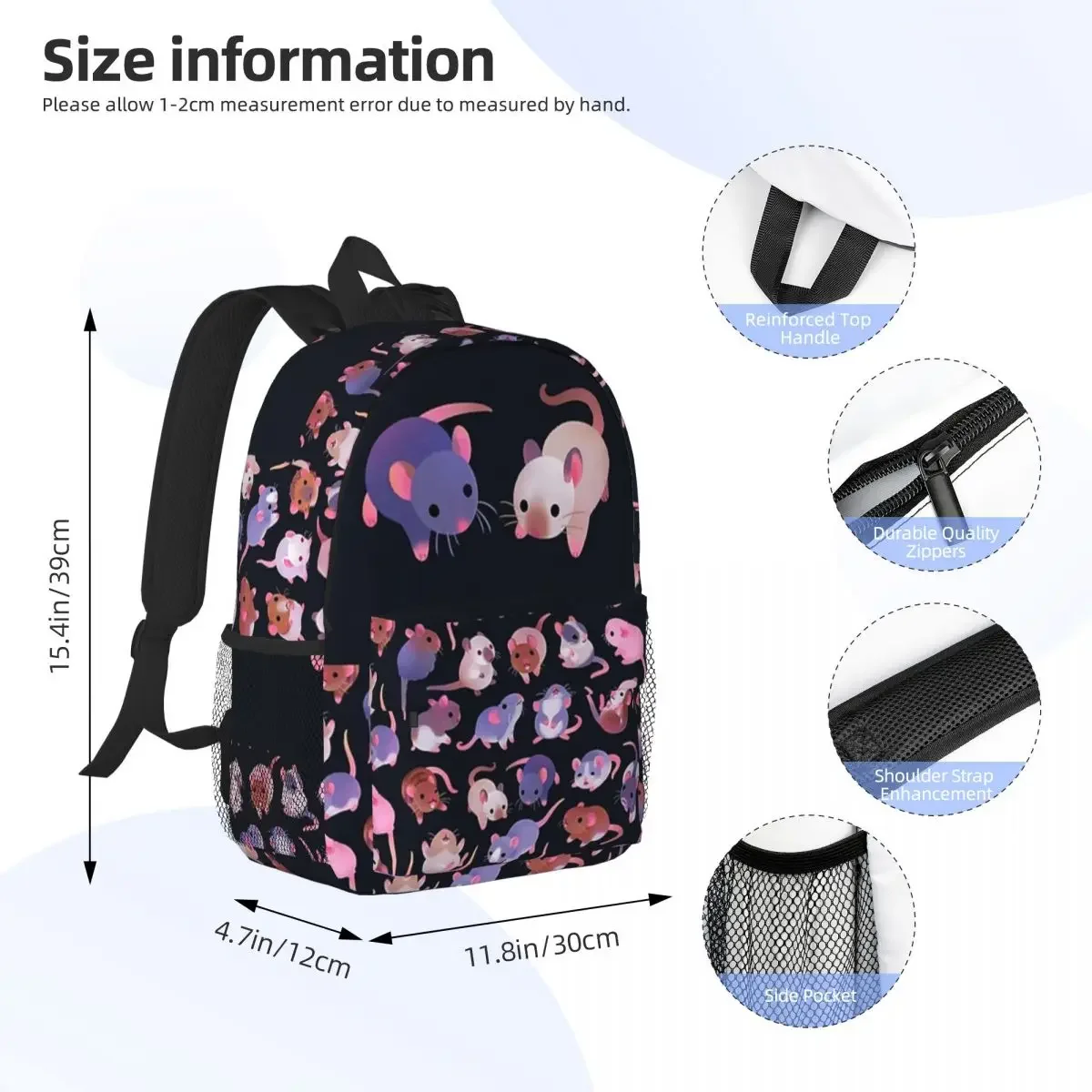 Dam Rat - Dark Backpacks for Teenager Bookbag, School Bags for Students, Travel Rucksack, Initiated Bag, Large Capacity, Fashion