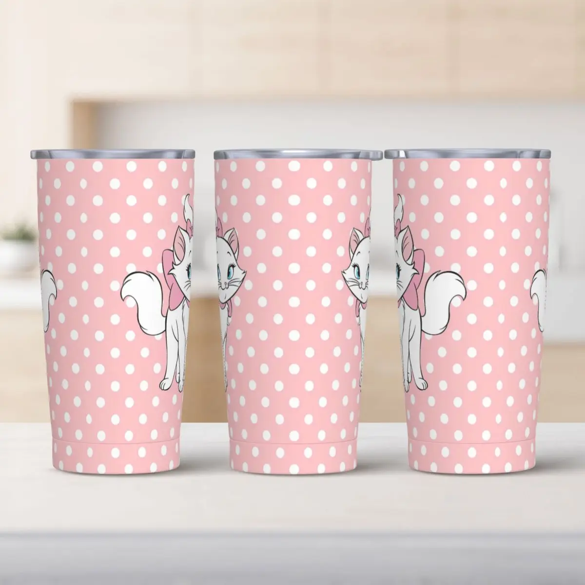 Stainless Steel Tumbler Marie Cat Mugs Cup With Straws Travel Hot Drinks Water Bottle Portable Large Coffee Mug