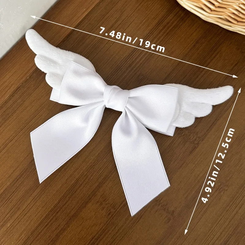 2Pcs/Set Angel Wings Bow Hair Accessories Two Tone Satin Hairpin Girl Heart Back Head Top Clip Side Clip Headpiece Accessories