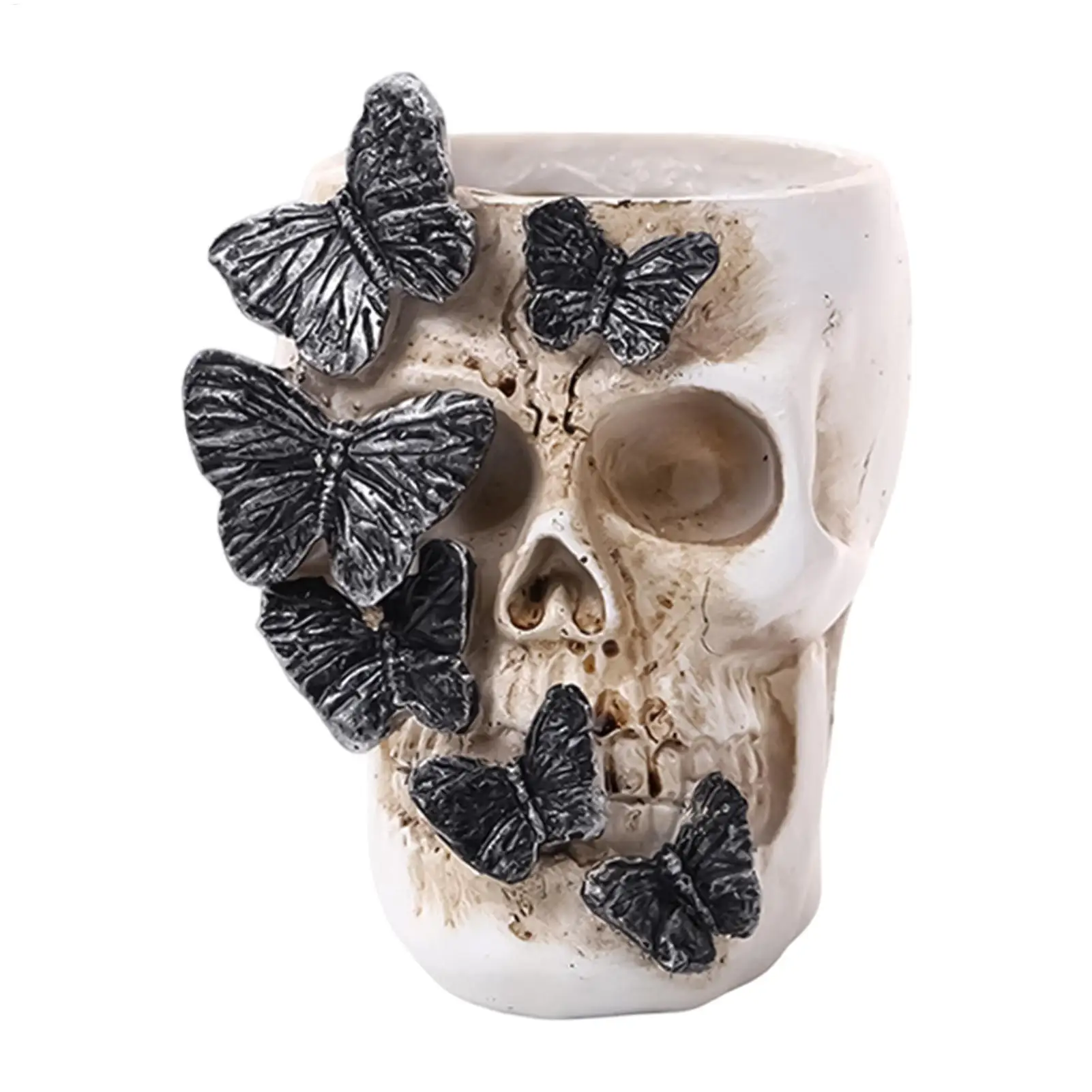Skull Pen Cup Halloween Personalizeds Colorful Skull Makeup Brush Holder Pen Holder Decoration Flower Pot Gothic Pencil Cup