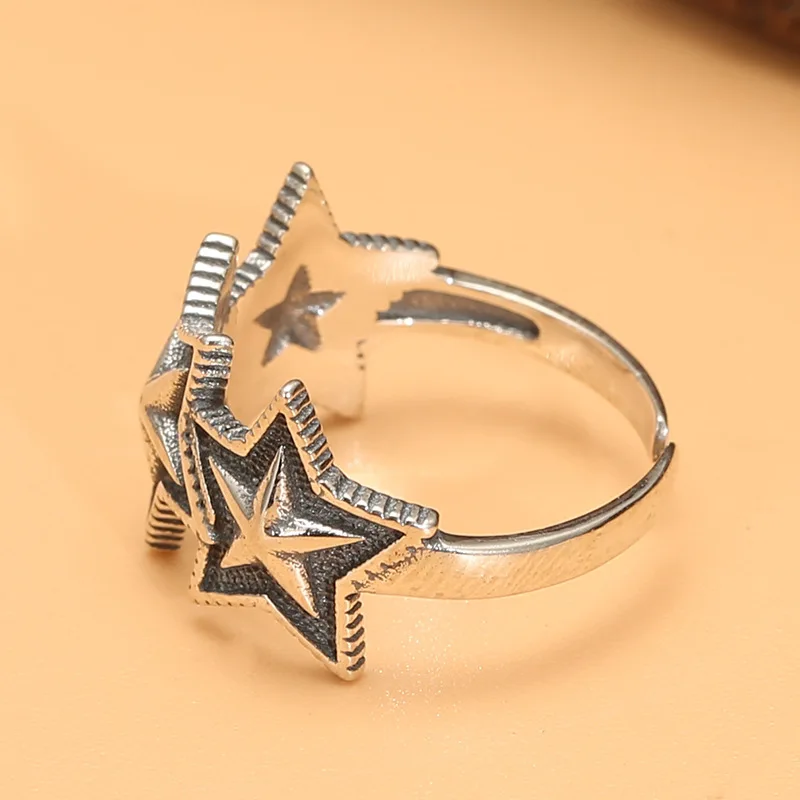 Anillo Retro de estrella de cinco puntas para hombres y mujeres, anillo de regalo personalizado, apertura de índice, Palacio de estrellas, trendyy