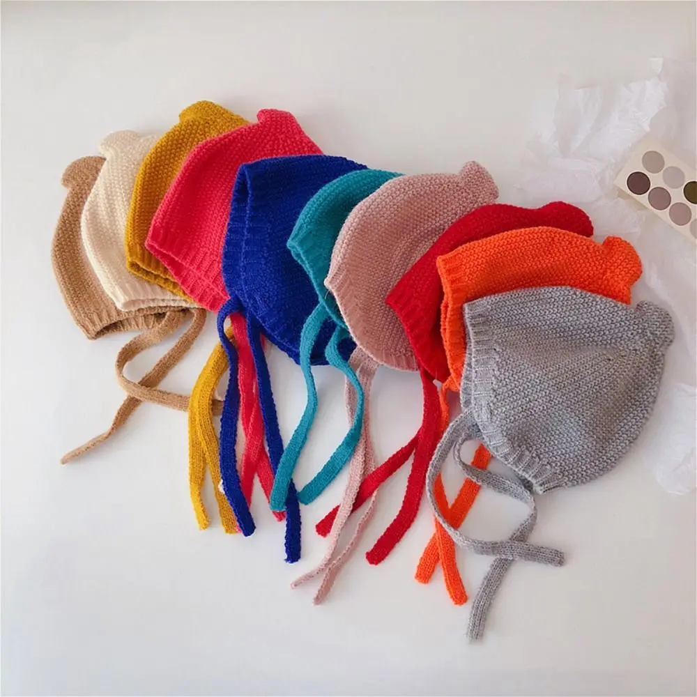 Soft Solid Color Baby Knitted Hat Headgear Windproof Baby Woolen Cap Brimless Keep Warm Infant Pullover Hat Autumn