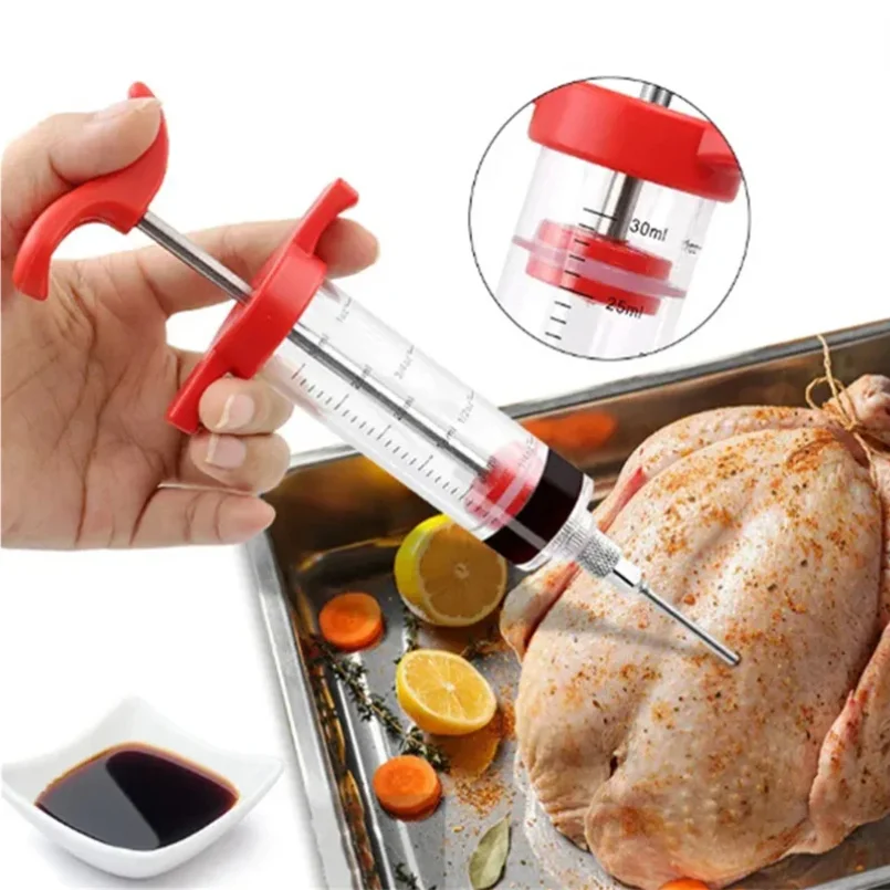

Food Grade PP Stainless Steel Needles Spice Syringe Set BBQ Meat Flavor Injector Kithen Sauce Marinade Syringe Accessory