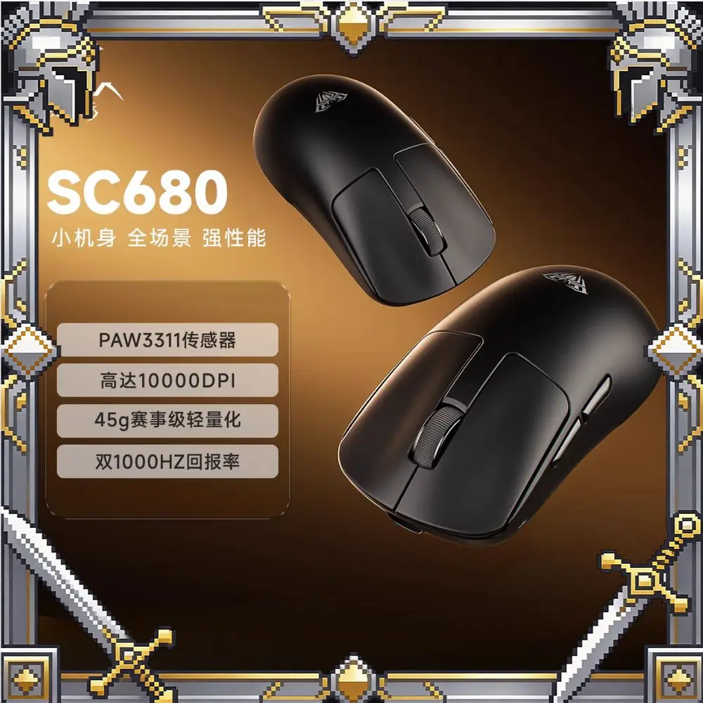 

AULA SC680 Mini Wireless Mouse Tri-Mode Low Latency 8000HZ PAW3395 Lightweight 8K Mouse E-sports Gaming Mouse Pc Accessories