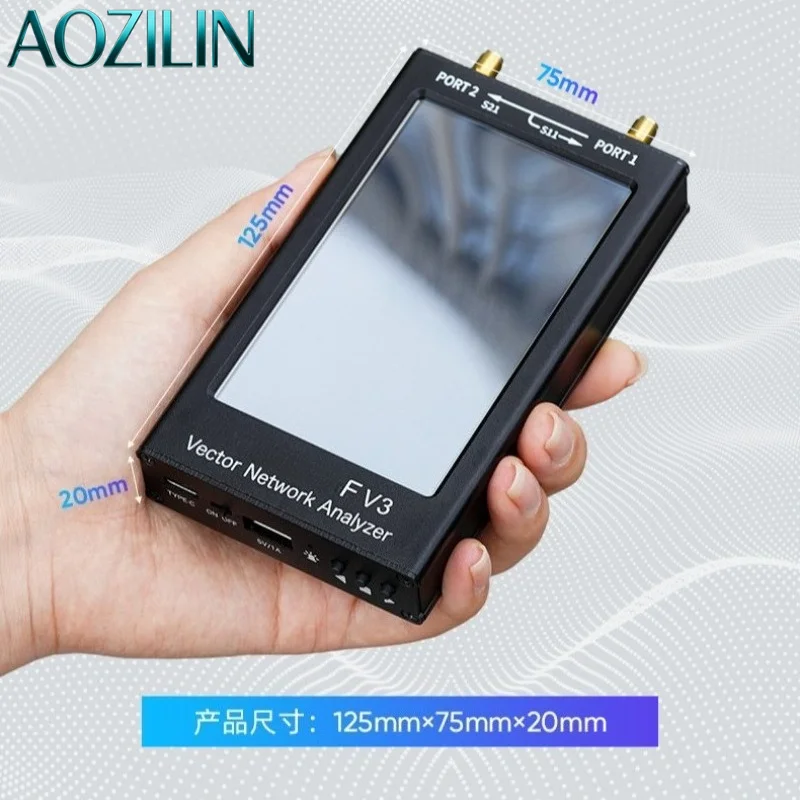 F V3 Portable Vector Network Analyzer VNA, 1MHz‑6GHz 4.3‑Inch Touch Screen for MF HF VHF UHF SHF Antenna RF Component Test