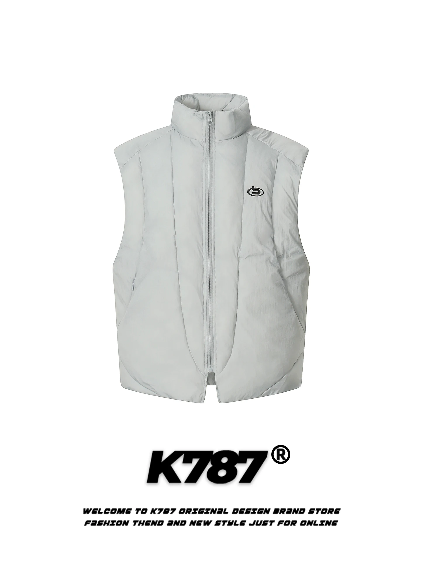 

K787 American Retro Cleanfit Stand Collar Vest Unisex Loose Casual Warm Trendy Sleeveless Cotton Jacket Outerwear