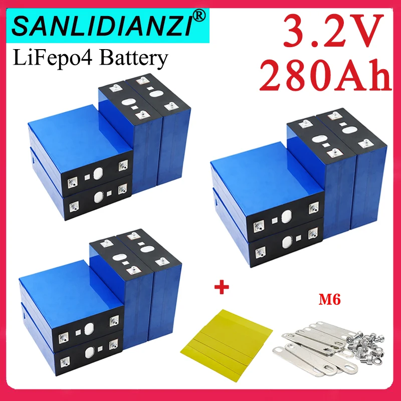 

12PCS New 3.2V 280Ah Lifepo4 battery 3C lithium iron phosphate high power diy 12v 24v Solar storage EV RV car Golf cart Tax Free