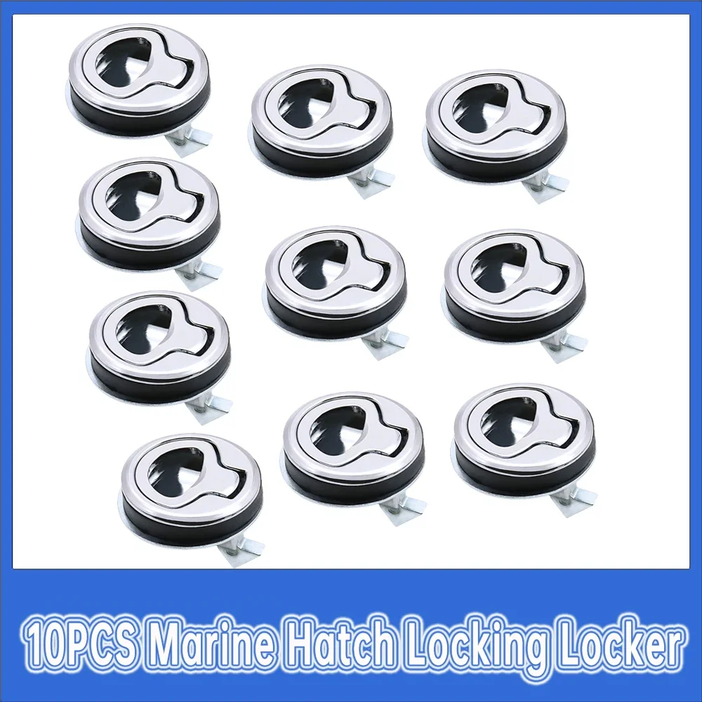 

10PCS Marine Hatch Locking Locker Flush Pull Hatch Slam Latch Silver Round For RV Yacht Marine Boat Deck Hatch Locking