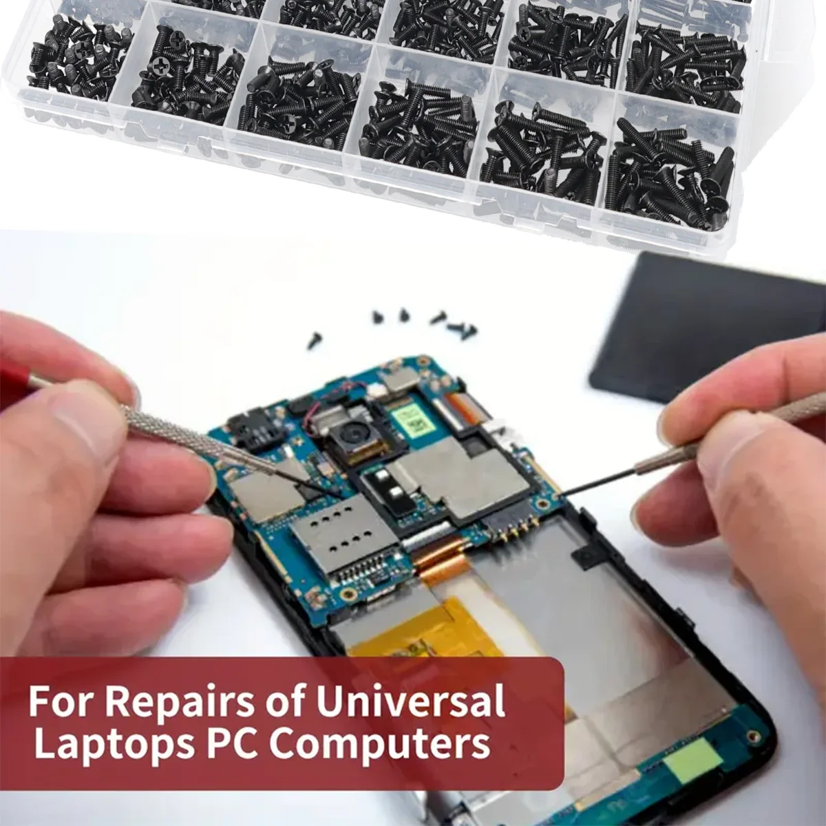 860pcs-Miniature Computer Screw Set, Miniature Eyeglass Screws M1.2 M1.4 M1.7 M2 M2.5 M3, Electronic Screws for PCs and Laptops