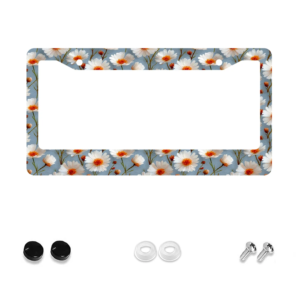 

1 шт. Рамка номерного знака с сине-белым цветочным узором и 2 отверстиями, алюминиевый материал, 6x12 дюймов, с комплектом винтов, ретро, развлечение, автомобиль D