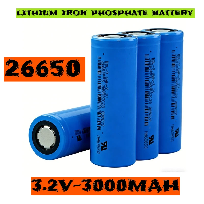 

Original High Quality 26650 Battery 3000mAh 3.2V Lithium Iron Phosphate BatteryforLED Flashlight+charger