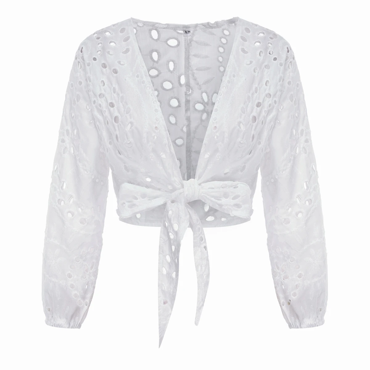 Women Summer Top 2023 New Fashion Cropped White Shirt Hollow Out Embroidery Blouse Sexy Girl Wears