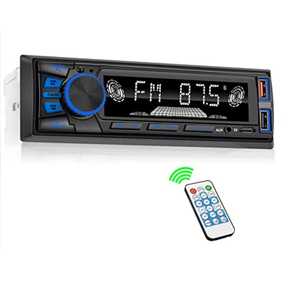 

Car Radio Bluetooth Single DIN Car Stereo with Bluetooth, Car Audio with Push to Talk Button for Handsfree Calling, FM/ MP3/EQ/