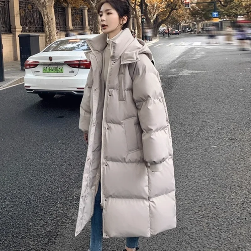 

2023 New Winter Long Women Cotton Jacket Hooded Warm Coldproof Cotton Down Coat Fashion Casual Loose Thicken Female Overcoat