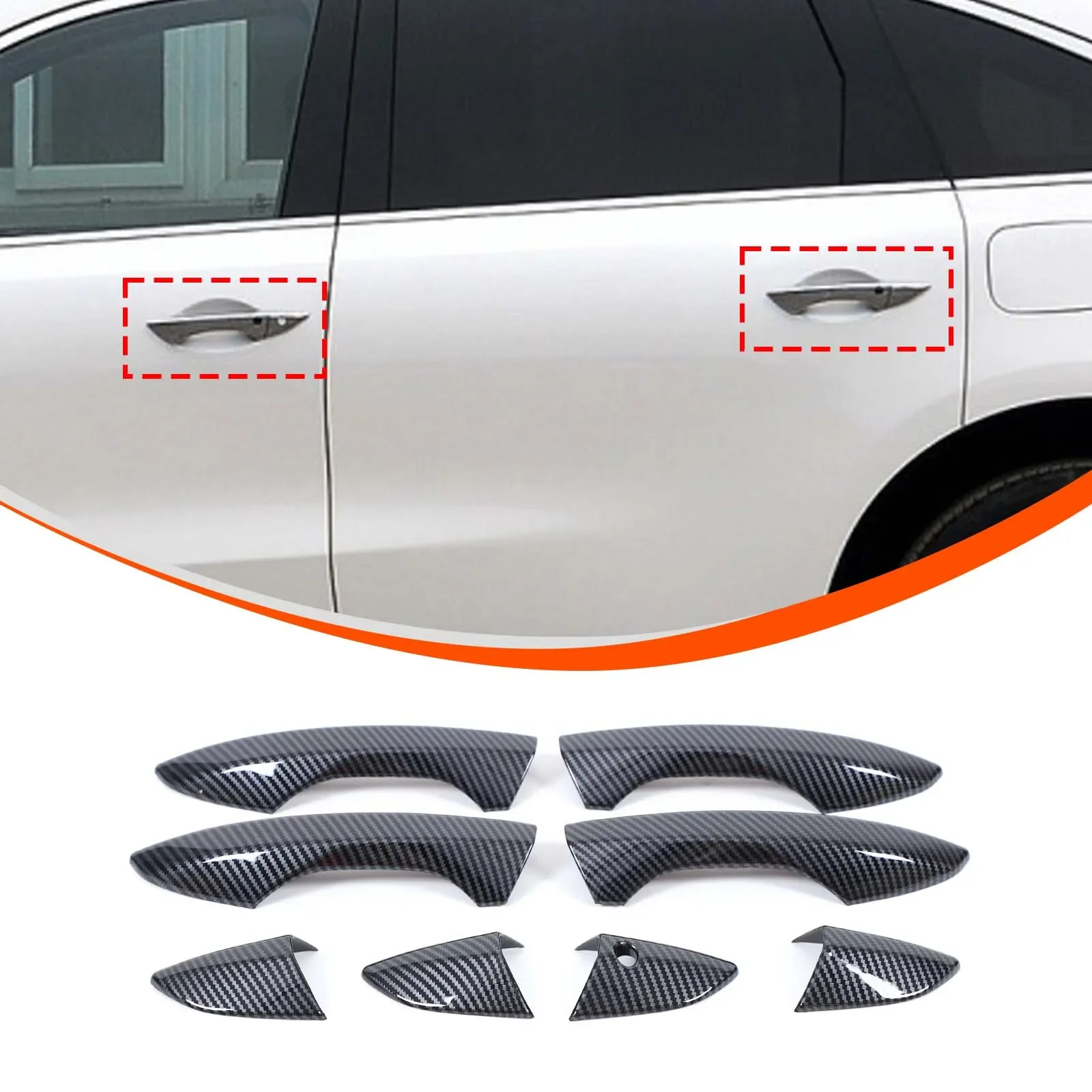 

For Acura MDX 2022-2024 ABS carbon fiber car exterior handle protective shell decorative sticker car protection accessories 8Pcs