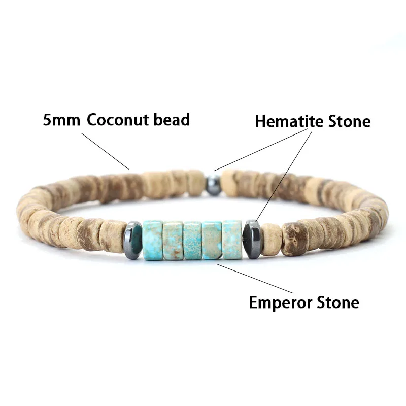 Noter Bohemia Coconut Bead Bracelet Unisex Grade A Emperor Stone Braslet Leisure Accessories Natural Wooden Braclet Beach Joias