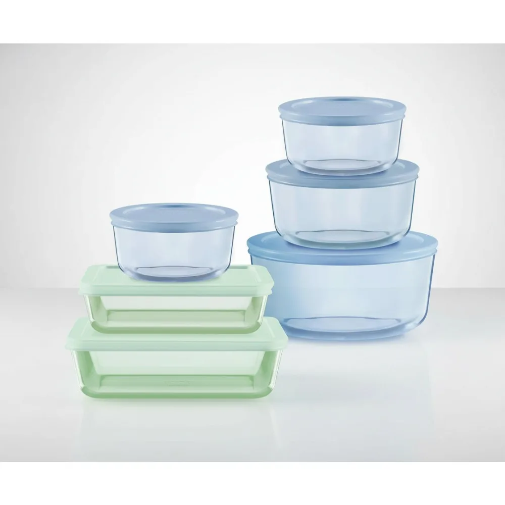 

Стеклянный набор для хранения продуктов питания из 12 предметов, крышки без BPA, безопасные для микроволновой печи и посудомоечной машины, конструкция для экономии места