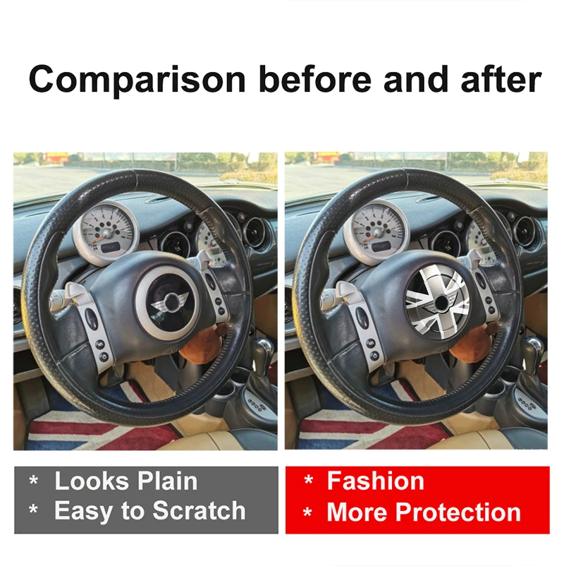 Union Jack 3D Steering Wheel Center Panel Car Sticker  For BMW MINI Cooper R50 R52 R53 Car-Styling Interior Accessories Trim