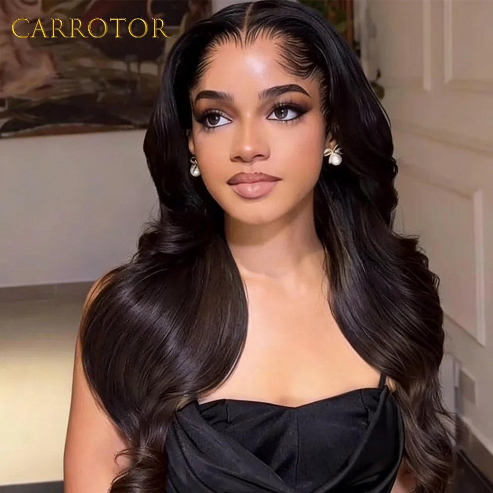 New Trend Lagos Hairline Body Wave 250% Natural Black Color 13x4 Lace Frontal Glueless Wigs Human Hair Pre Plucked Woman Wigs view 4