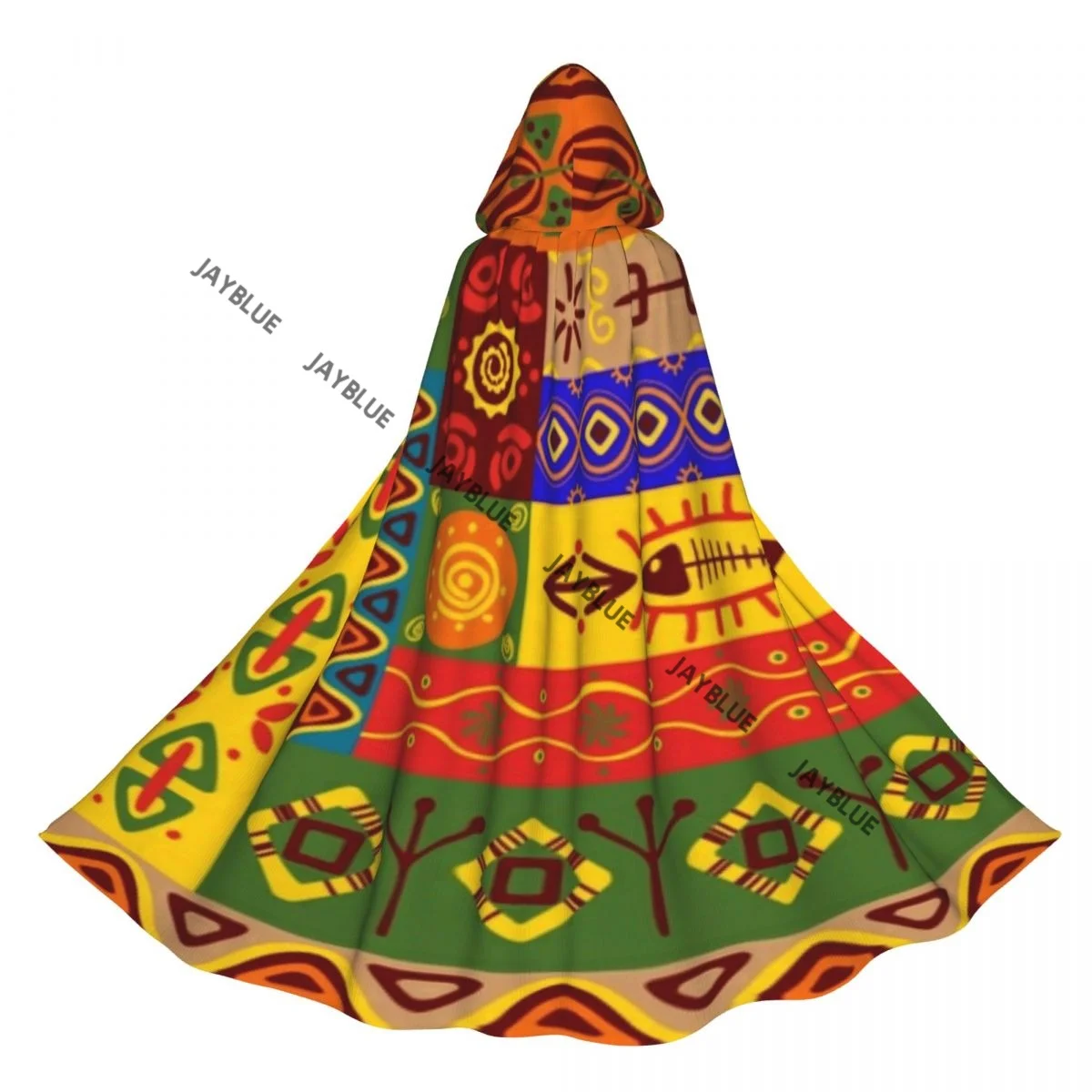 

Adult Cloak Cape Hooded Abstract Ethnic Ornaments Medieval Costume Witch Wicca Vampire Elf Purim Carnival Party