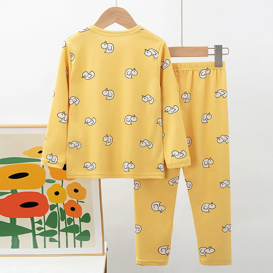 2-teiliges Kinder-Set, Jungen/Mädchen, gleicher Stil, Herbst/Winter, warm, schweißabsorbierend, bedruckt, mehrfarbig, modische Pyjamas – Detail 15