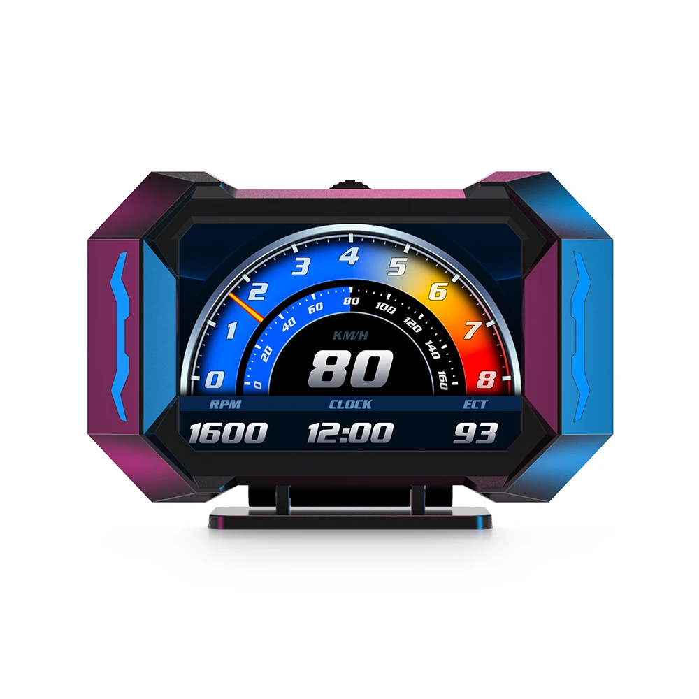 P25 Car HUD Head Up Display OBD2+GPS Full LCD Speedometer Custom Car Logo Inclinometer G-Force RPM Overspeed Alarm