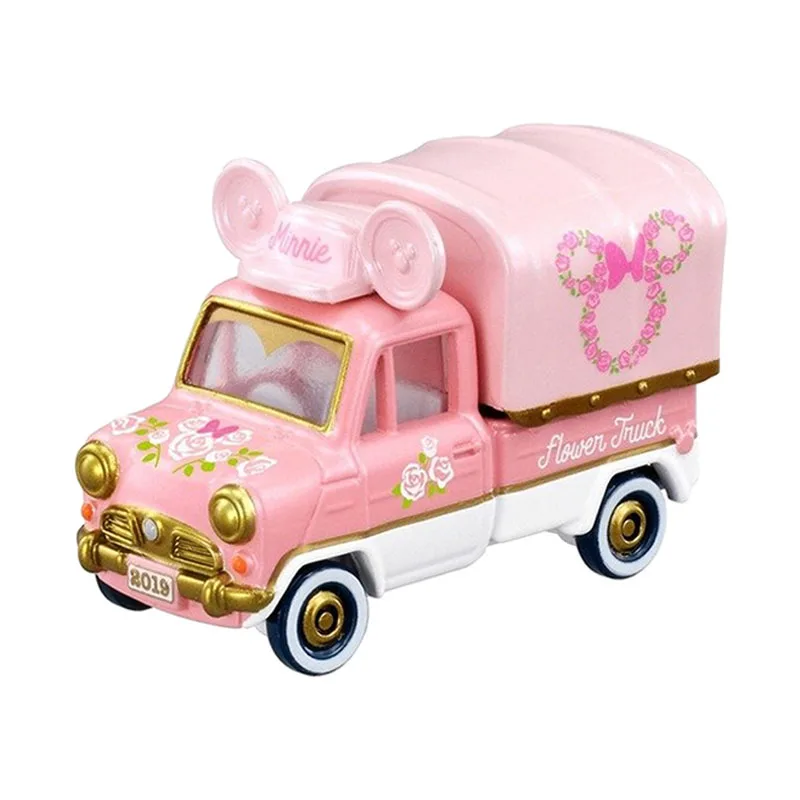 TAKARA TOMY Alloy Pickup Truck Model Disney Spring Flower Minnie Mouse Peripheral Cartoon Toy Trendy Figure Ornaments Decoration