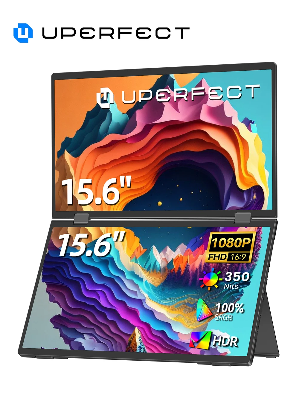 UPERFECT Delta 15.6" Dual Portable Monitor for Laptop Screen Extender 1080P HDR Folding Stacked Triple Travel Computer Display
