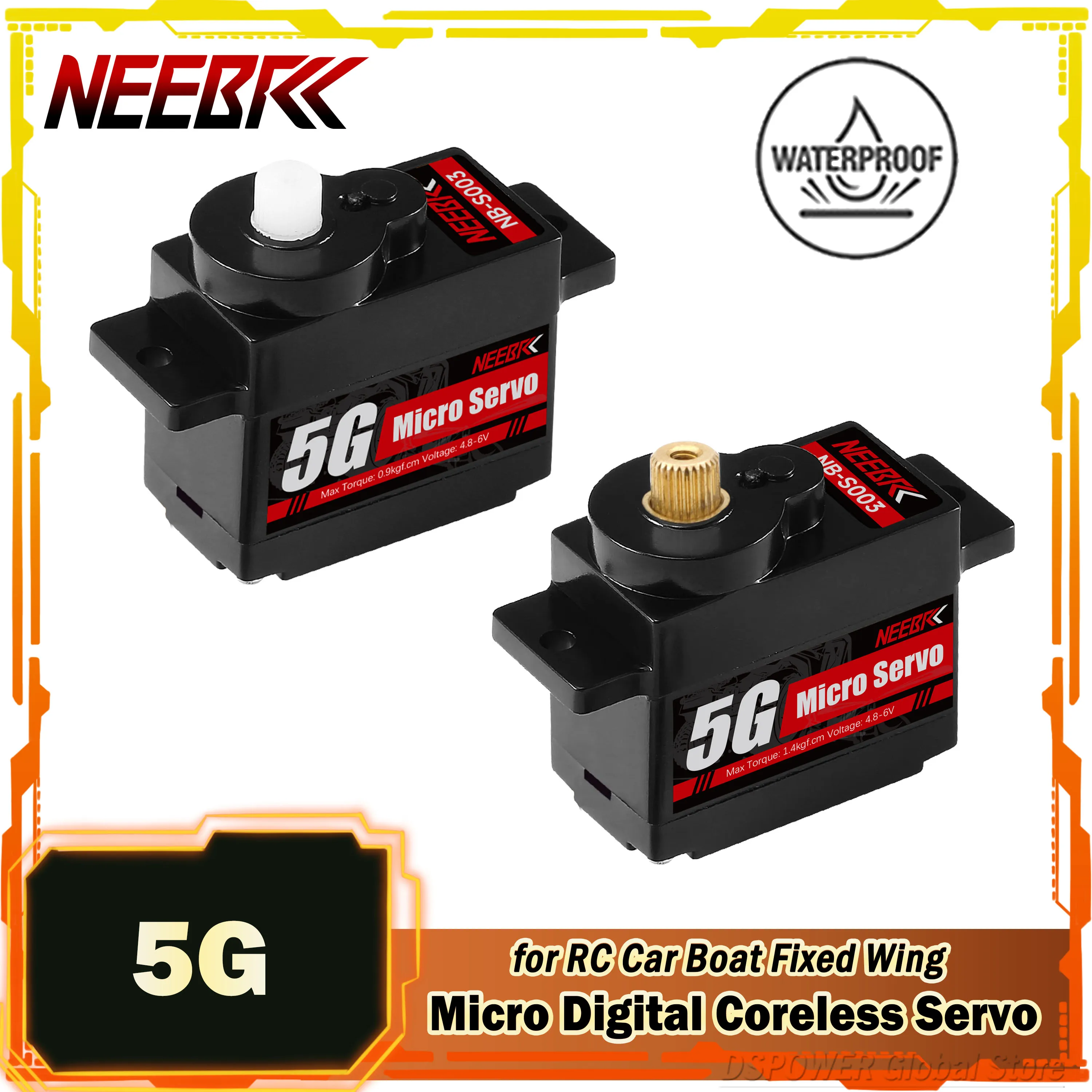 

NEEBRC 5g Mini Digital Coreless Servo Plastic/Metal Gear Waterproof Motor for RC Car WLtoys K989 K969 Boat Fixed Wing Robot Part