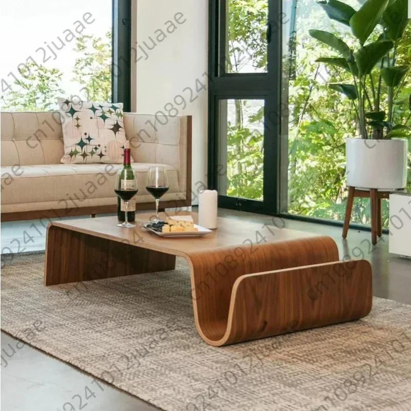Curved plywood coffee table mid-century modern living room furniture solid wood coffee table wood