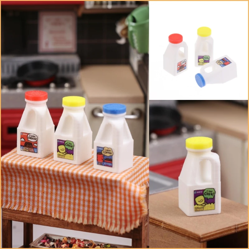

1/3PCS Mini Drink Bottles Beverage Bottles Model Food Kitchen Dollhouse Decoration Living Room Accessories Photography Prop