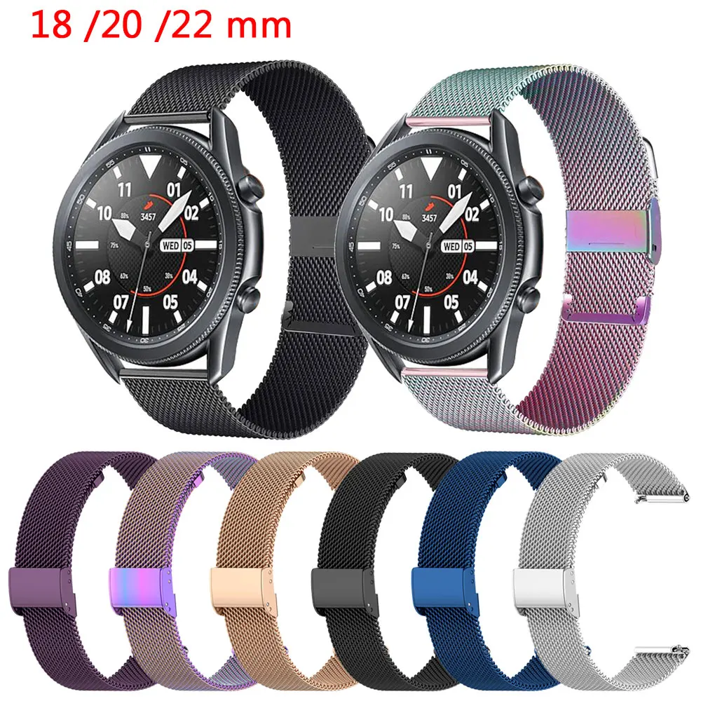 20mm 22mm Watchband For Garmin Vivoactive 3 HR Bracelet Stainless Wrist Strap For Samsung Galaxy watch 3 Active 2 Huawei GT/2/2e